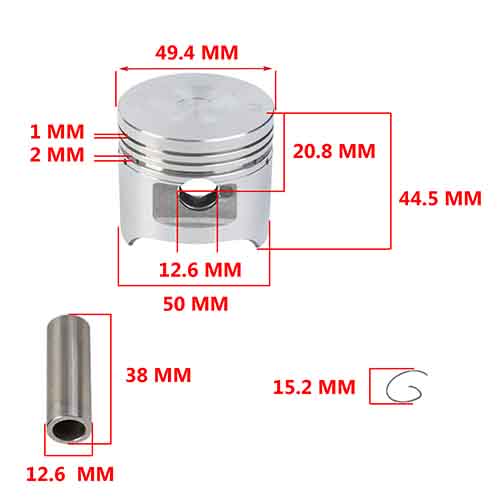 KIT PISTON CAB. PLANA (BIZ/WAVE 50mm) (STD) HONDA C100 BIZ/WAVE/SMASH STD
