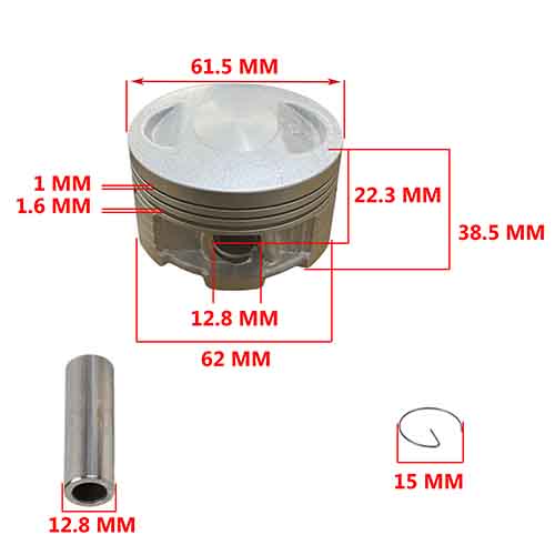 KIT PISTON BRAVA ELECTRA 150/MOTORES 150CC 62mm PERNO 13 (STD) STD