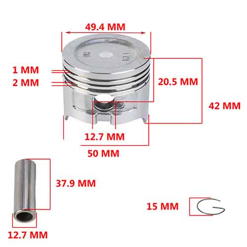KIT PISTON GUERRERO TRIP 110 CAB. CONCAVA (GILERA SMASH 110 50mm) STD STD