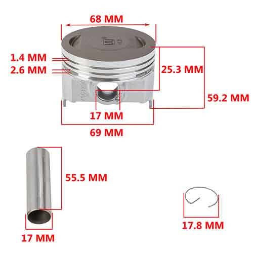 KIT PISTON MOTOMEL SKUA 250/DAKAR 200 CADENERA (69mm/P.17mm) (STD) STD