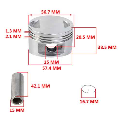 KIT PISTON MOTOMEL VX150/KELLER/STYLER 57.4mm (STD) (SCOOTERS CHINOS) STD