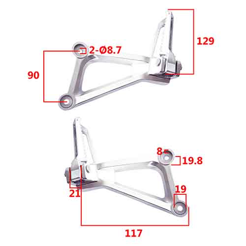 PEDALIN TRASERO HONDA CB190 R DERECHO C/BARRA STD