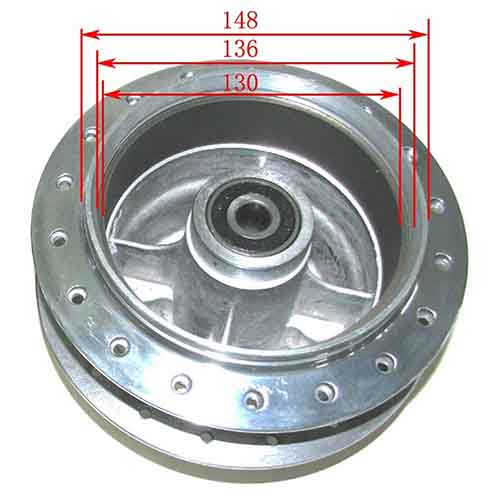 MAZA TRASERA ZANELLA RX150/CE150/RD150 C/RULEMAN RETEN Y BUJES STD