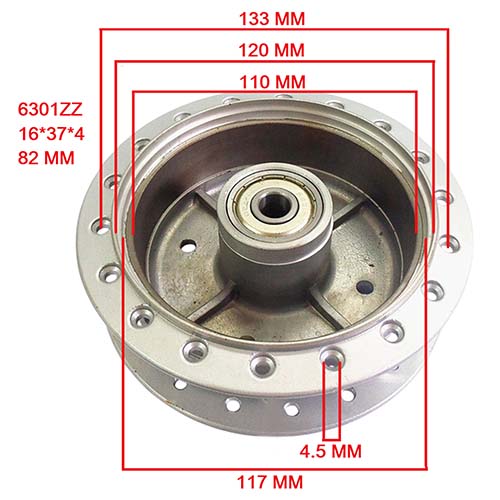 MAZA TRASERA HONDA C100 BIZ C/RULEMAN Y RETEN STD