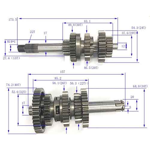 EJES Y ENGRANAJES DE CAMBIO HONDA CB190R STD