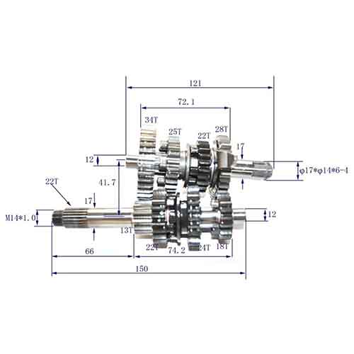EJES Y ENGRANAJES DE CAMBIO HONDA NEW WAVE 110/WAVE 110S STD