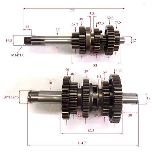 EJES Y ENGRANAJES DE CAMBIO HONDA XR150L/CB 150 INVICTA STD