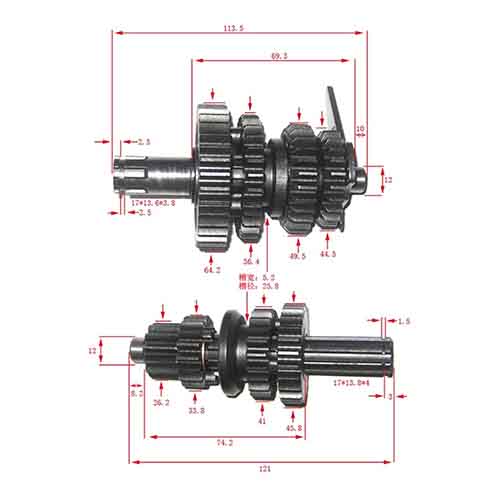 EJES Y ENGRANAJES DE CAMBIO SMASH/BIZ CORTO STD