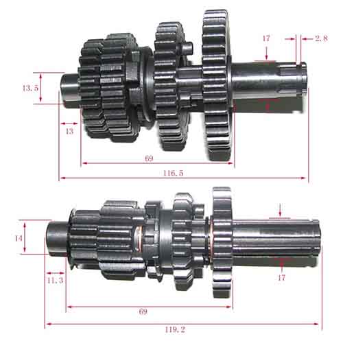 EJES Y ENGRANAJES DE CAMBIO ST 70 DAX/MONDIAL DAX/GUERRERO 70 CORTO STD