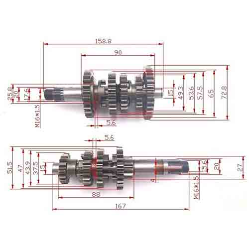 EJES Y ENGRANAJES DE CAMBIO SUZUKI EN125 STD