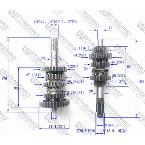 EJES Y ENGRANAJES DE CAMBIO SUZUKI GIXXER 150 STD