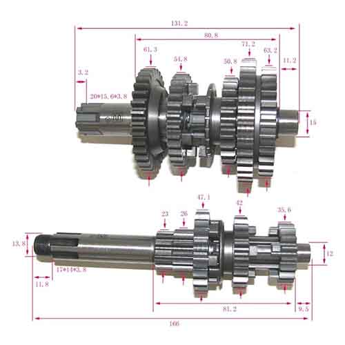 EJES Y ENGRANAJES DE CAMBIO YAMAHA CRYPTON T105/T110 NEW CRYPTON STD