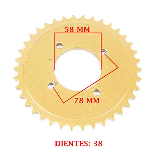 CORONA DE TRANSMISION MOTOMEL CG 150 S2 /100/125/200 CUSTOM (Z38) CREUSO (3456-ARG)