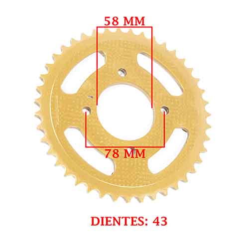 CORONA DE TRANSMISION MOTOMEL CG 150 S2 /100/125/200 CUSTOM (Z43) CREUSO (1412-ARG)