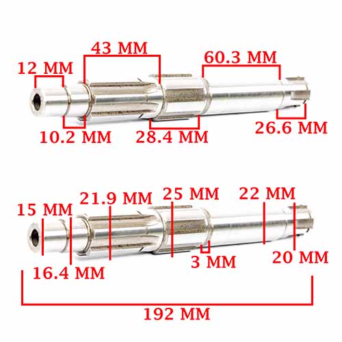 EJE SECUNDARIO (LARGO) JAWA - RVM 350 RUTA 40/ SPYDER/ DAYTONA/ CAFÉ RACER (4T) CREUSO (7855-000)