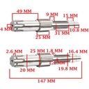 EJE SECUNDARIO (MODELO LARGO) MOTOMEL 150 SKUA/ CG S1-S2-S3/ CUSTOM (4T) CREUSO (3590-000)
