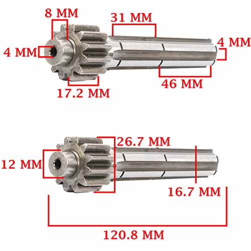 EJE PRIMARIO CORTO Z-13 COMPETICION 100/110/125 MODELO "SUPER PRO" (4T) CREUSO (8212-PRO)