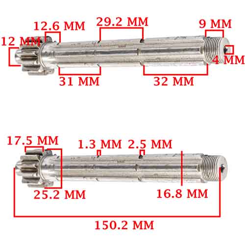 EJE PRIMARIO LARGO Z-12 GUERRERO-MAGIC 100 G/ 100 GD/ YUMBO/ WINNER (4T) CREUSO (3214-100)