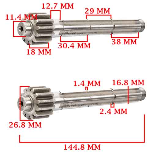 EJE PRIMARIO LARGO Z-13 (DOBLE EMBRAGUE) COMPETICION 100/110/125 MODELO "SUPER PRO" (4T) CREUSO (8208-PRO)