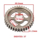 ENGRANAJE 1° VELOCIDAD SOBRE SECUNDARIO Z-37 ZANELLA 200 ZR OHC (4T) CREUSO (8327-000)