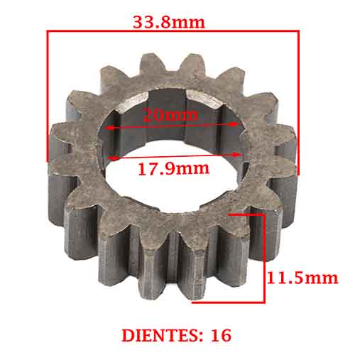 ENGRANAJE 2° VELOCIDAD SOBRE PRIMARIO Z-16 ZANELLA 200 ZR OHC (4T) CREUSO (8323-000)