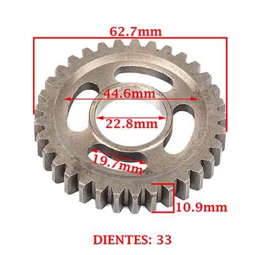 ENGRANAJE 2° VELOCIDAD SOBRE SECUNDARIO Z-33 ZANELLA 200 ZR OHC (4T) CREUSO (8328-000)