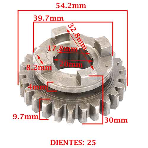 ENGRANAJE 3 VEL. S/SECUNDARIO Z-25 BRAVA 150 ALTINO 4T CREUSO (7652-000)