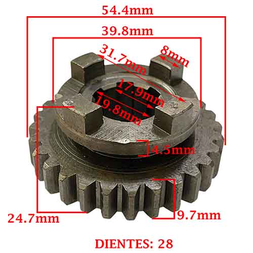 ENGRANAJE 3 VEL. S/SECUNDARIO Z-28 ZANELLA 150 RX/G3/FULL/150 CREUSO (4257-000)