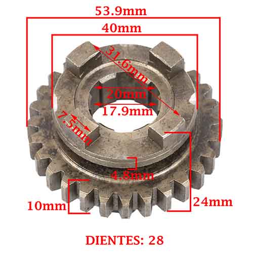 ENGRANAJE 3 VEL. S/SECUNDARIO Z-28 ZANELLA 250 PATAGONIAN EAGLE 4T CREUSO (4383-000)