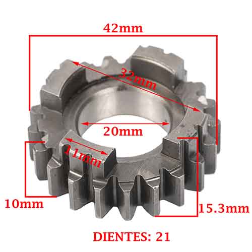 ENGRANAJE 3° VEL. S/PRIMARIO Z-21 MONDIAL 254 HD -A (MODELO NUEVO) (+02) (4T) CREUSO (7406-000)