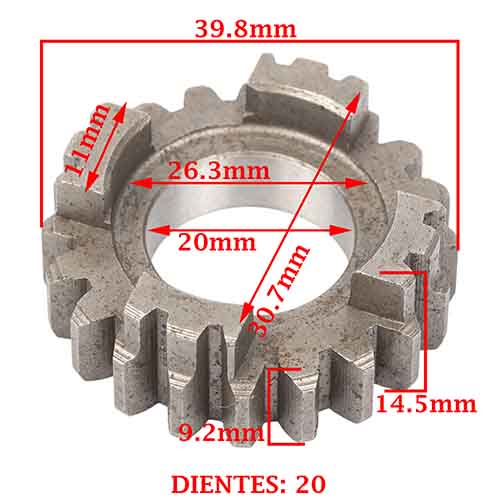 ENGRANAJE 3° VELOCIDAD SOBRE PRIMARIO Z-20 HONDA 125/ 150 CG TITAN/ 125 FAN (4T) CREUSO (3906-000)
