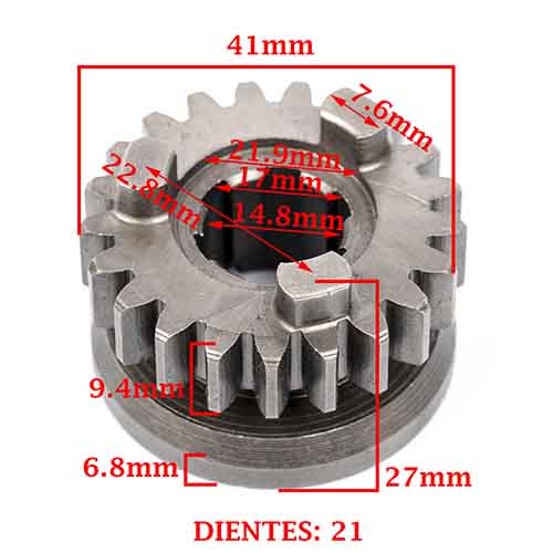 ENGRANAJE 3° VELOCIDAD SOBRE PRIMARIO Z-21 GUERRERO-MAGIC 100 G/ 100 GD CREUSO (3209-100)