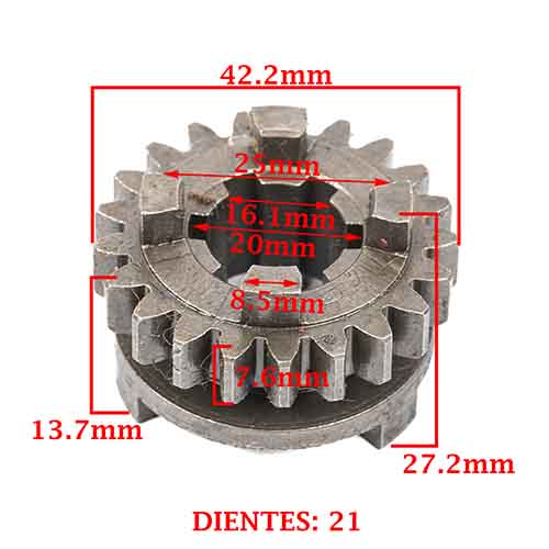 ENGRANAJE 3° VELOCIDAD SOBRE PRIMARIO Z-21 YAMAHA 105 T CRYPTON/ D/ ED (4T) CREUSO (7005-000)