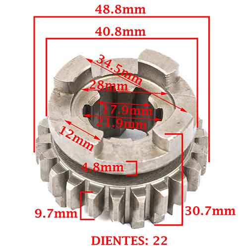ENGRANAJE 3° VELOCIDAD SOBRE SECUNDARIO Z-22 ZANELLA 200 ZR OHC (4T) CREUSO (8329-000)