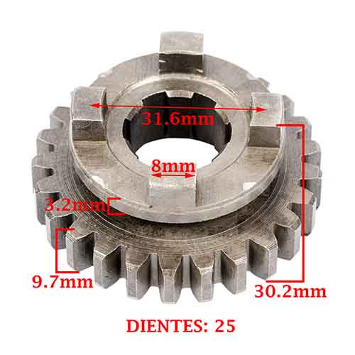 ENGRANAJE 3° VELOCIDAD SOBRE SECUNDARIO Z-25 MOTOMEL 200 DAKAR/ 200 SR/ 200 SKUA CREUSO (5802-000)