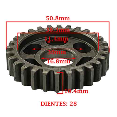 ENGRANAJE 3° VELOCIDAD SOBRE SECUNDARIO Z-28 BAJAJ 135 ROUSER -LS (4T) CREUSO (7956-000)