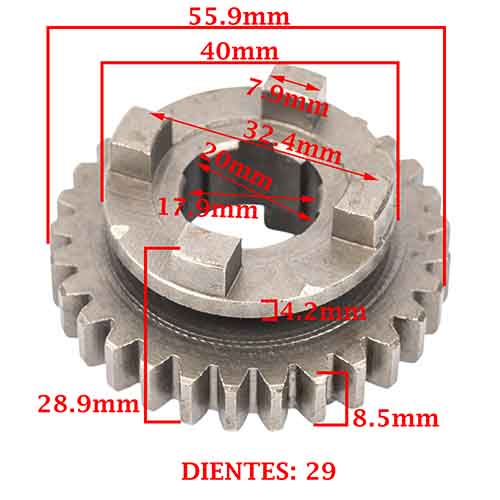 ENGRANAJE 3° VELOCIDAD SOBRE SECUNDARIO Z-29 HONDA 125/ 150 CG TITAN/ 125 FAN (4T) CREUSO (3915-000)