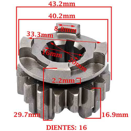 ENGRANAJE 3º VELOCIDAD SOBRE PRIMARIO Z-16 BETA 200 MOTARD/ CHRONO/ TR 2.0 (4T) CREUSO (7886-000)