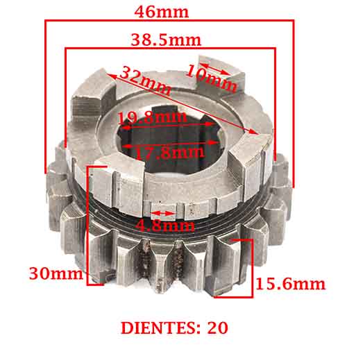 ENGRANAJE 4 VEL. S/PRIMARIO Z-20 BRAVA 150 ALTINO 4T CREUSO (7657-000)