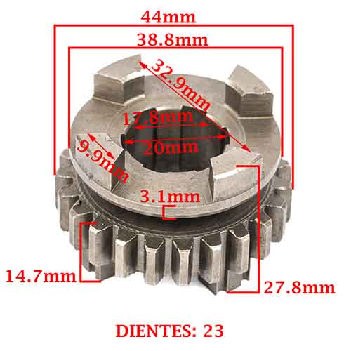 ENGRANAJE 4 VEL. S/PRIMARIO Z-23 HONDA 125/150 CG TITAN/KS-ES-D/125 FAN 4T CREUSO (3907-000)