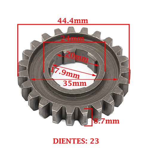 ENGRANAJE 4 VEL. S/SECUNDARIO Z-23 HONDA 100 WAVE NF-M3/MH3/FULL/WAVE CREUSO (3523-000)