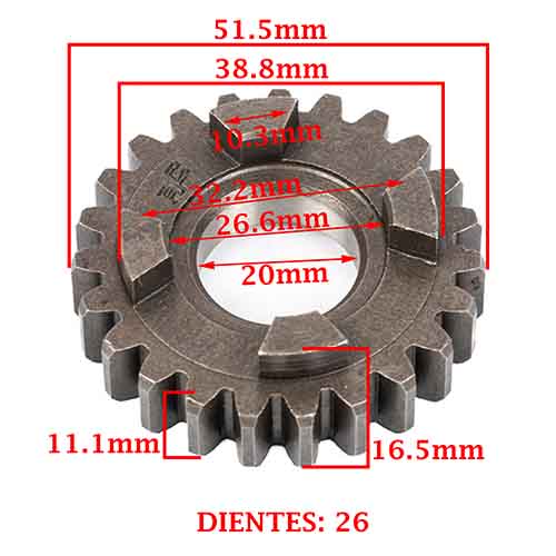 ENGRANAJE 4 VEL. S/SECUNDARIO Z-26 ZANELLA 150 RX/G3/FULL CREUSO (4258-000)
