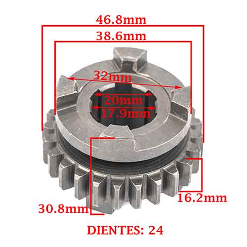 ENGRANAJE 4° VELOCIDAD SOBRE PRIMARIO Z-24 ZANELLA 250 PATAGONIAN EAGLE (4T) CREUSO (4389-000)