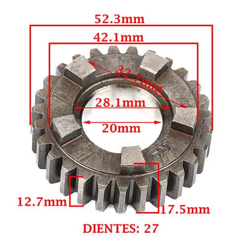 ENGRANAJE 4° VELOCIDAD SOBRE PRIMARIO Z-27 ZANELLA 200 ZR OHC (4T) CREUSO (8325-000)