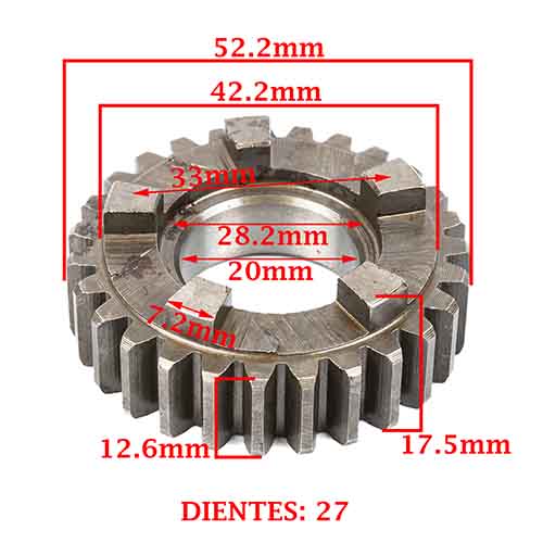 ENGRANAJE 4° VELOCIDAD SOBRE PRIMARIO Z-27 ZANELLA 250 ZR GTA (4T) CREUSO (8382-000)