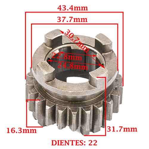 ENGRANAJE 4° VELOCIDAD SOBRE SECUNDARIO Z-22 ZANELLA 250 ZR GTA (4T) CREUSO (8331-000)