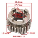 ENGRANAJE 4° VELOCIDAD SOBRE SECUNDARIO Z-22 ZANELLA 250 ZR GTA (4T) CREUSO (8331-000)