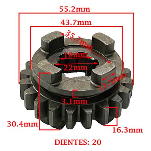 ENGRANAJE 4º VELOCIDAD SOBRE SECUNDARIO Z-20 BETA 250 MOTARD/ CHRONO CREUSO (7870-000)