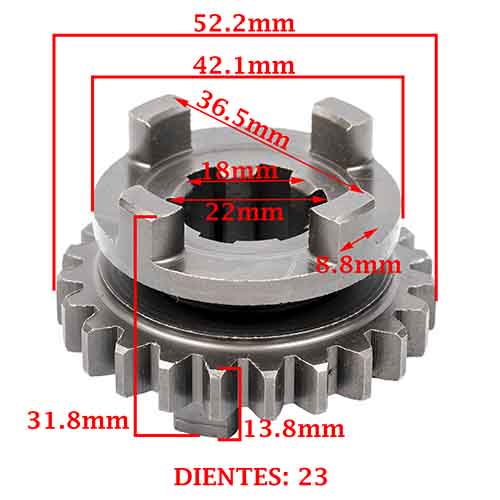 ENGRANAJE 4º VELOCIDAD SOBRE SECUNDARIO Z-23 BETA 200 MOTARD/ CHRONO/ TR 2.0 (4T) CREUSO (7883-000)