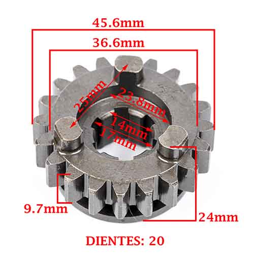 ENGRANAJE 5° VELOCIDAD SOBRE SECUNDARIO Z-20 BAJAJ 135 ROUSER -LS (4T) CREUSO (7958-000)